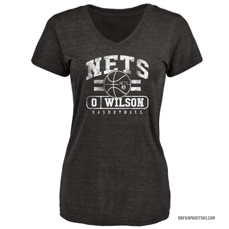 Jalen Wilson Women's Black Brooklyn Nets Baseline T-Shirt - Nets Store